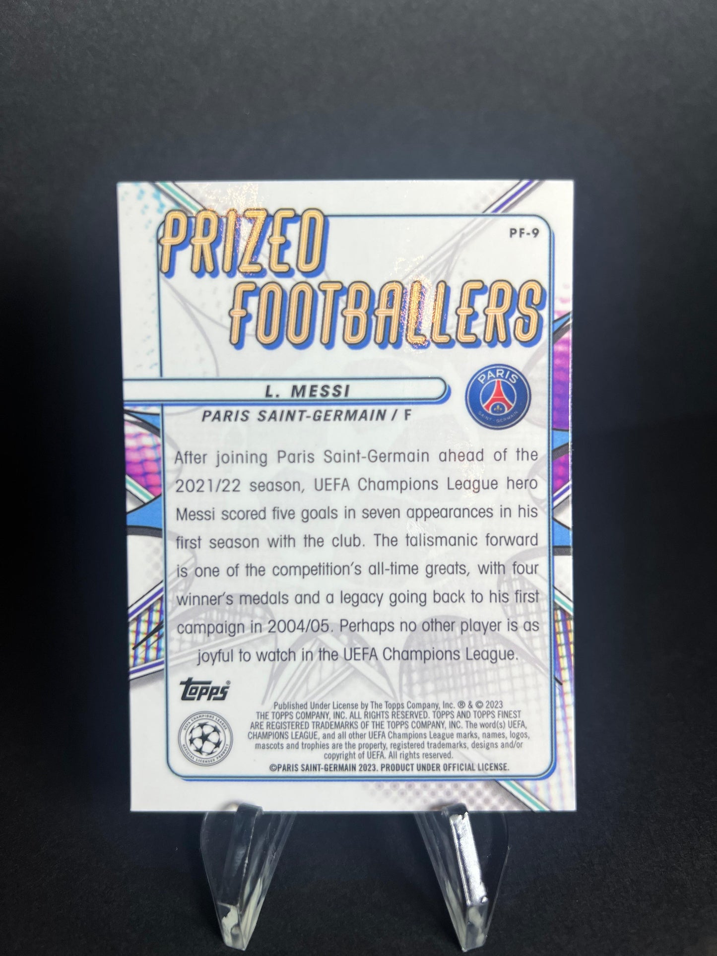 LEO MESSI TOPPS FINEST 2022 - 2023 Prized Footballers Refractor