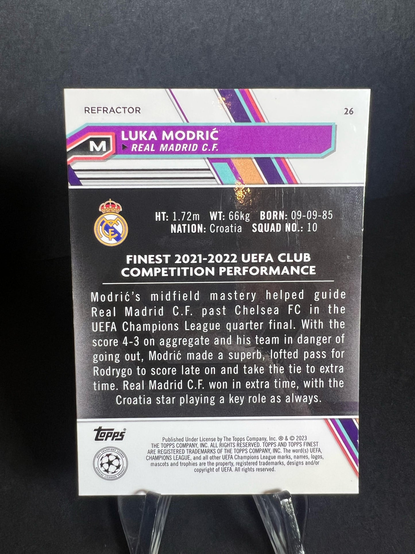LUKA MODRIC TOPPS FINEST 2022 - 2023 Refractor