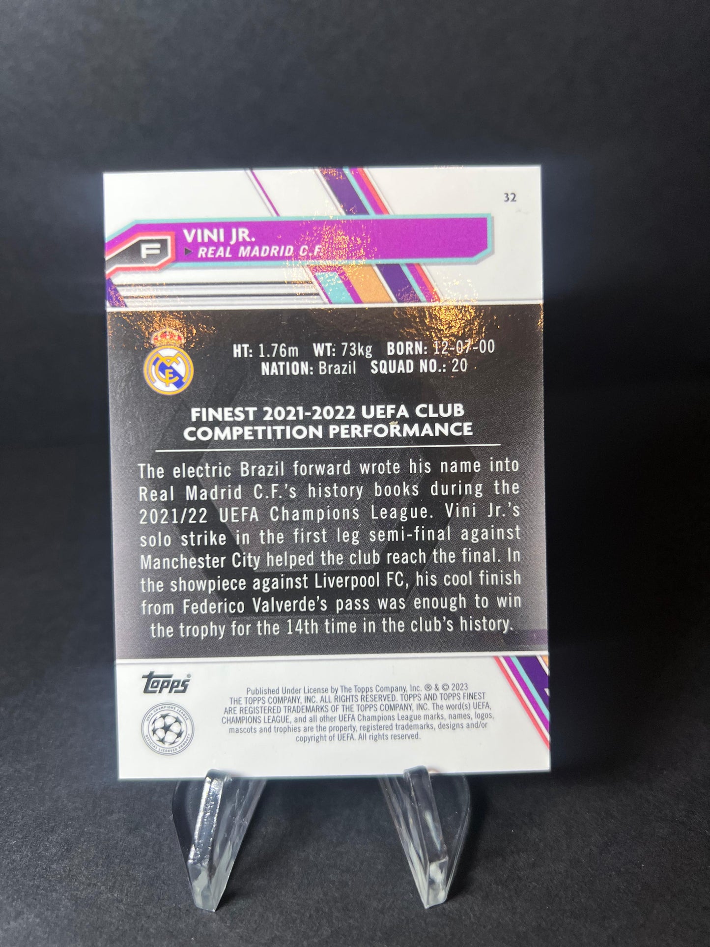 VINI JR. TOPPS FINEST 2022 - 2023 Purple /299