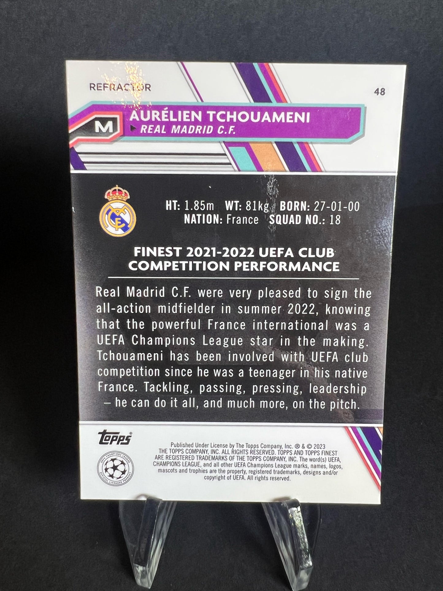 AURELIEN TCHOUAMENI TOPPS FINEST 2022 - 2023 Refractor